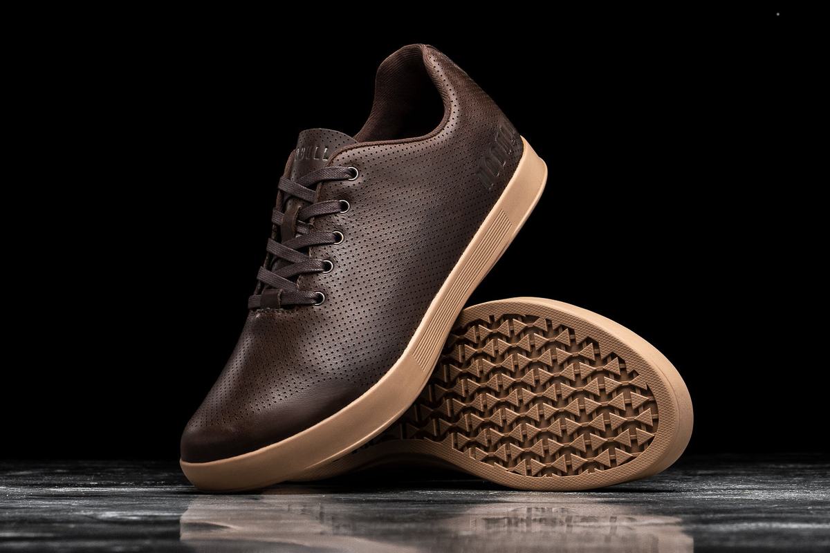 Nobull Leather Men's Trainers Brown | Australia (SE2814)